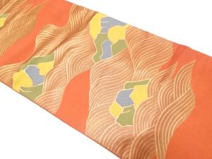 アンティーク　荒波に岩山模様織り出し袋帯（材料）